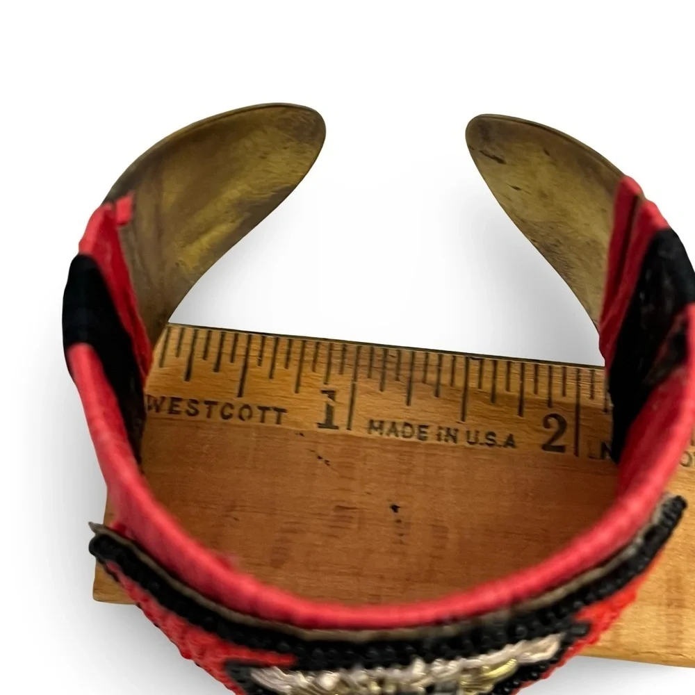 Handcrafted Red Black Evil Eye Brass Bracelet